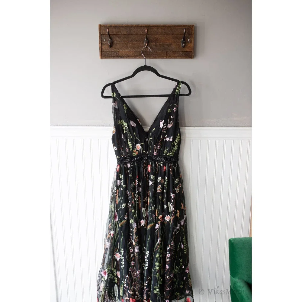 Mac Duggal V-NECK FLORAL MIDI DRESS 2 NEW_6
